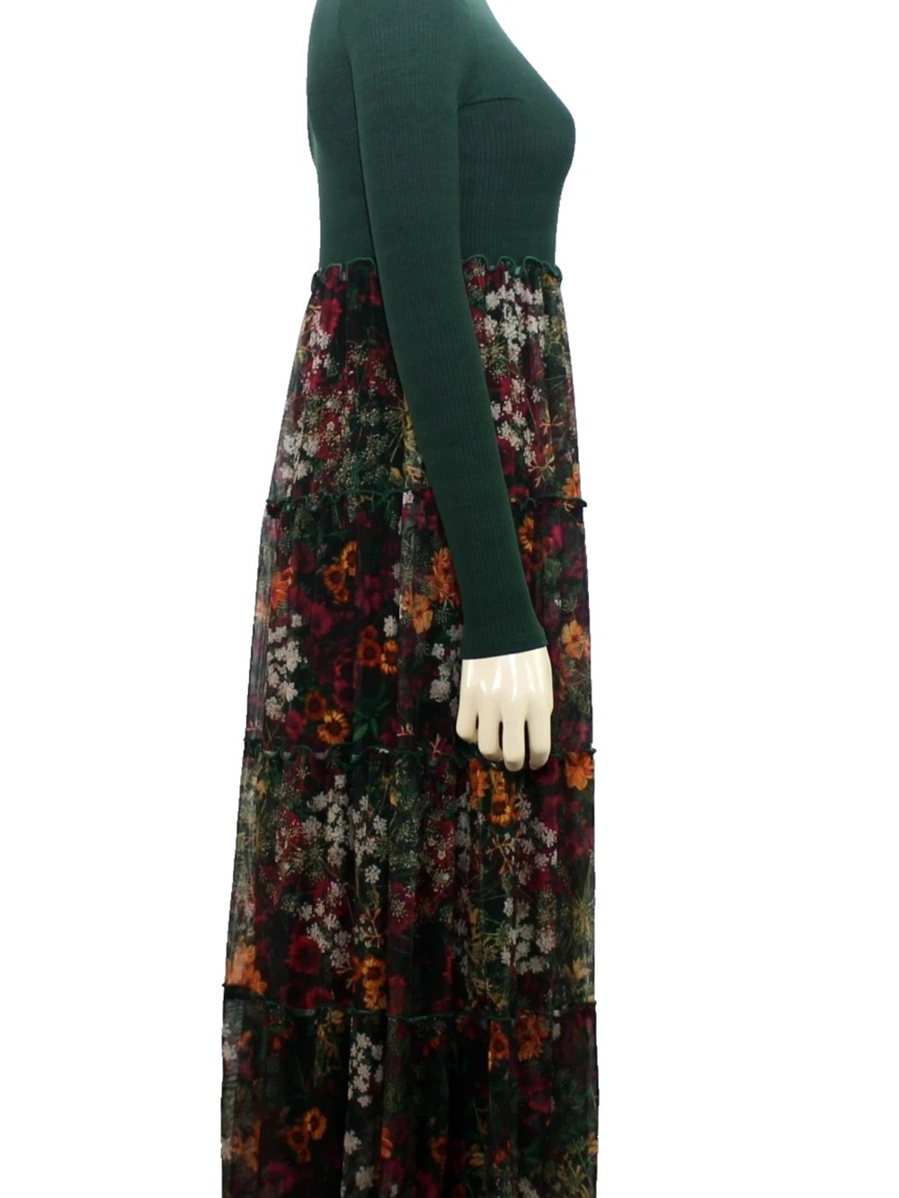 Desigual Green Floral Tiered Maxi Dress - Picture 2 of 6
